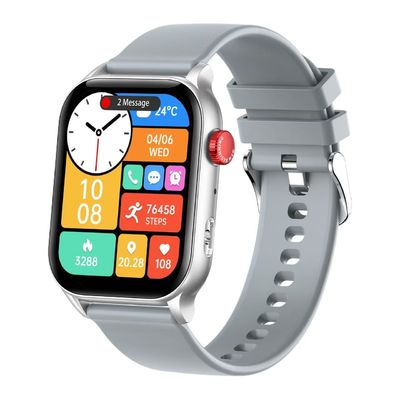Un buen precio. Rainbuvvy KR86 Reloj inteligente de forma rectangular de plata estilo de moda Monitoreo de salud en línea