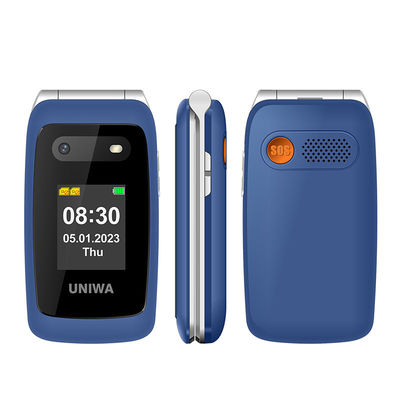 Dial rápido Flip teléfonos móviles de edad avanzada 1450mAh UNIWA V202T Azul Ligero