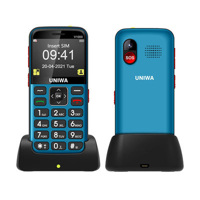 Fácil de operar teléfonos móviles para personas mayores UNIWA V1000 de larga duración con pantalla de 2,31
