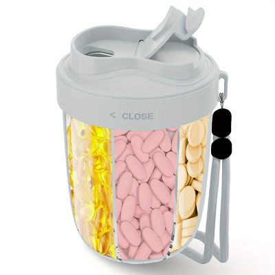 Un buen precio. Organizador de píldoras portátil negro beige y rosa con aprobación para contacto con alimentos para uso diario y viaje en línea
