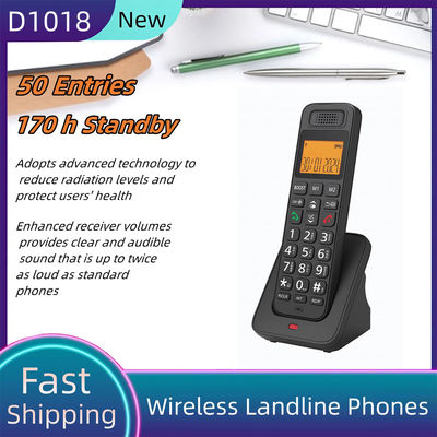 D1018 Teléfono Fijo Inalámbrico LCD de Baja Radiación con Función de Llamada Manos Libres para Oficina o Hogar, Altura aproximada 21cm/8.27in